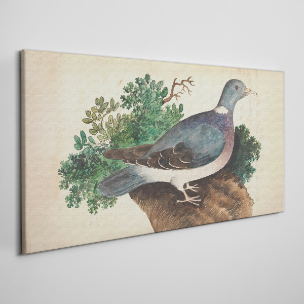 A dove against a green background Canvas print