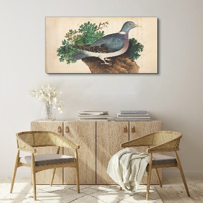 A dove against a green background Canvas print