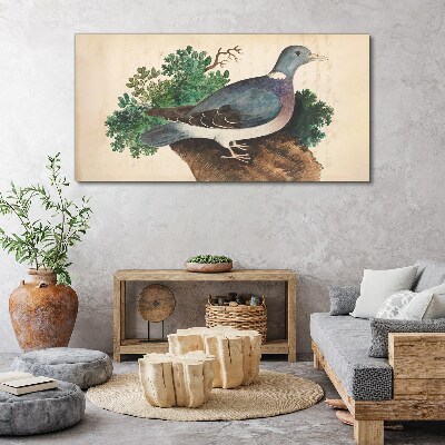 A dove against a green background Canvas print