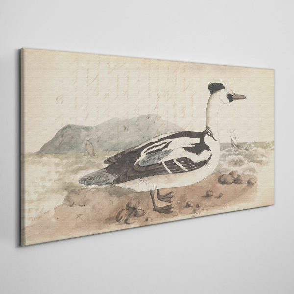 A duck against a seascape Canvas print