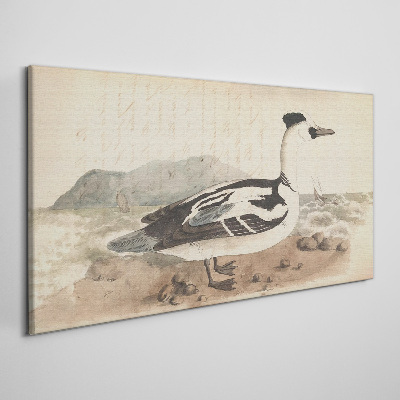 A duck against a seascape Canvas print