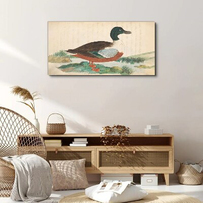 Duck against the green background Canvas print