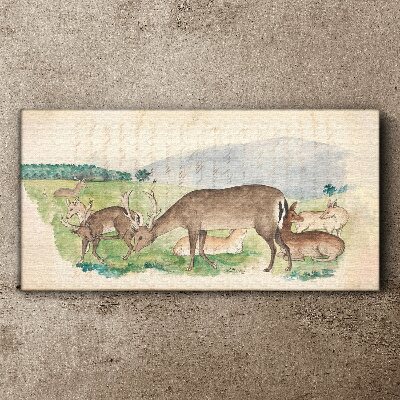 Peaceful landscape with deer Canvas print