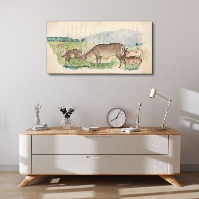 Peaceful landscape with deer Canvas print