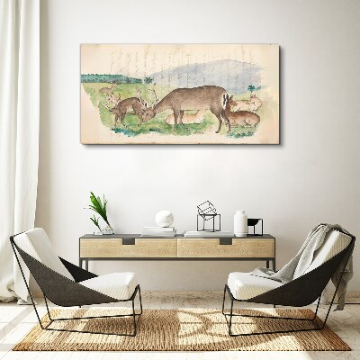 Peaceful landscape with deer Canvas print