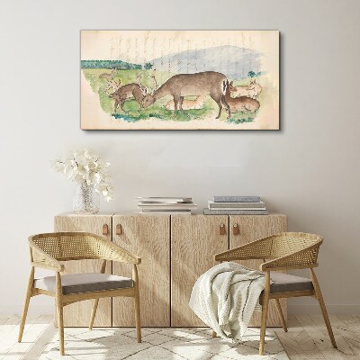Peaceful landscape with deer Canvas print