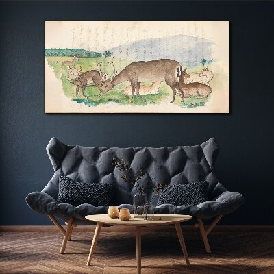 Peaceful landscape with deer Canvas print