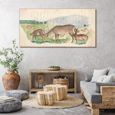 Peaceful landscape with deer Canvas print
