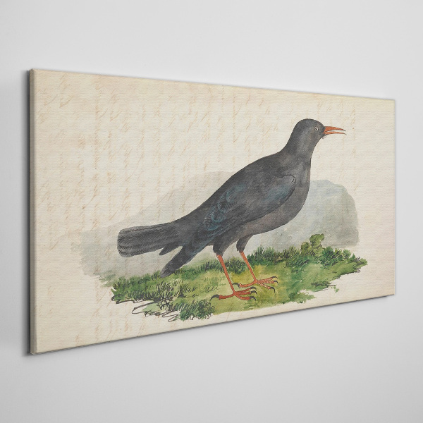 Bird on a green background Canvas print