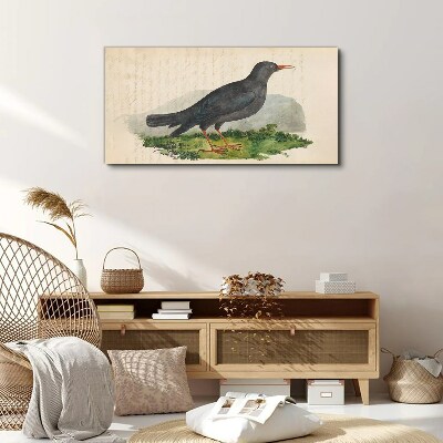 Bird on a green background Canvas print
