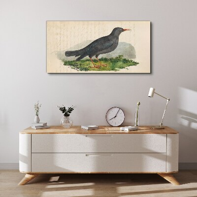 Bird on a green background Canvas print