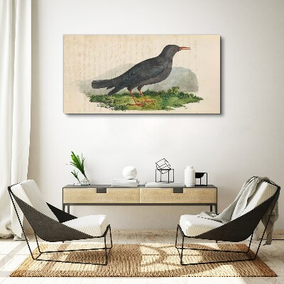 Bird on a green background Canvas print