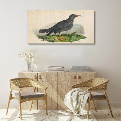Bird on a green background Canvas print