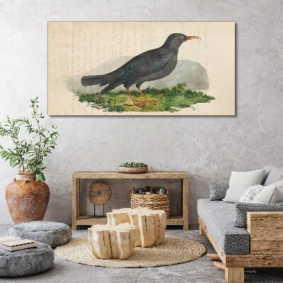 Bird on a green background Canvas print