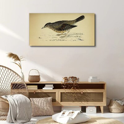 Bird on a beige background Canvas print