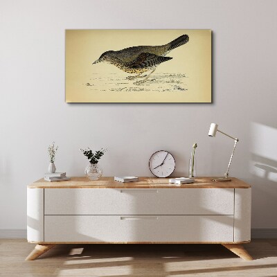 Bird on a beige background Canvas print