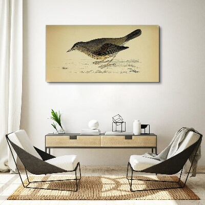 Bird on a beige background Canvas print