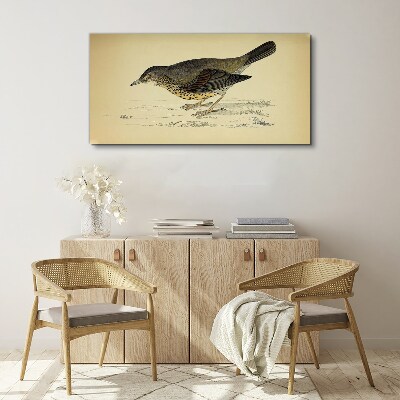 Bird on a beige background Canvas print
