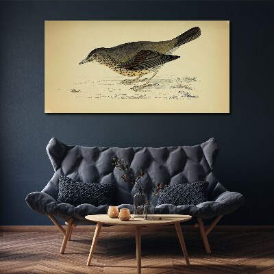Bird on a beige background Canvas print