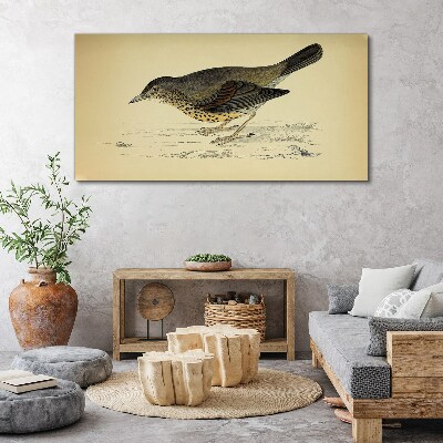 Bird on a beige background Canvas print