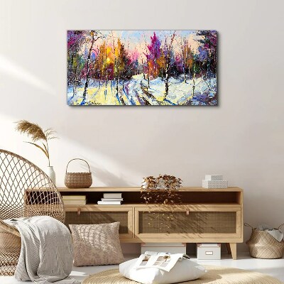 Winter landscape in sunset colors Canvas Wall art