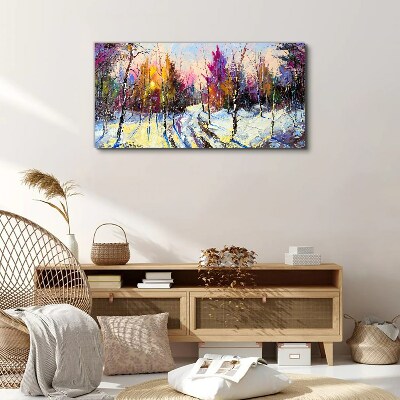 Winter snow forest nature Canvas Wall art