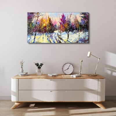 Winter snow forest nature Canvas Wall art