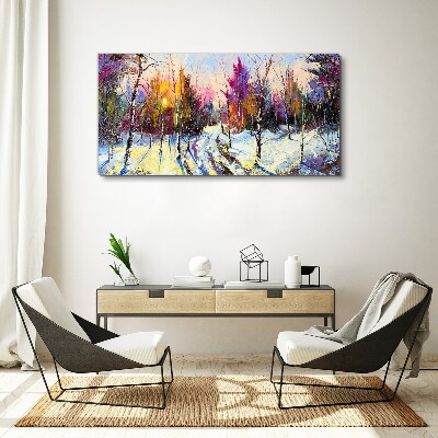 Winter snow forest nature Canvas Wall art