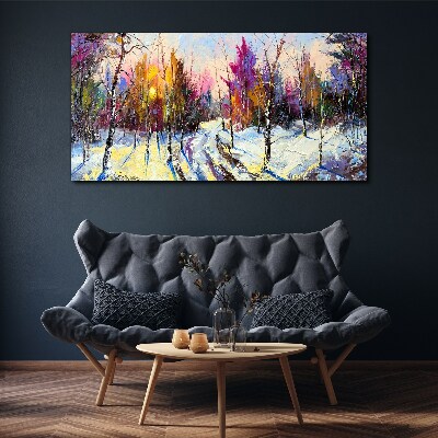 Winter landscape in sunset colors Canvas Wall art