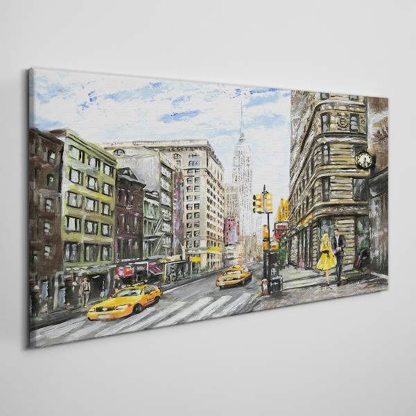 New York street in yellow cabs Canvas Wall art