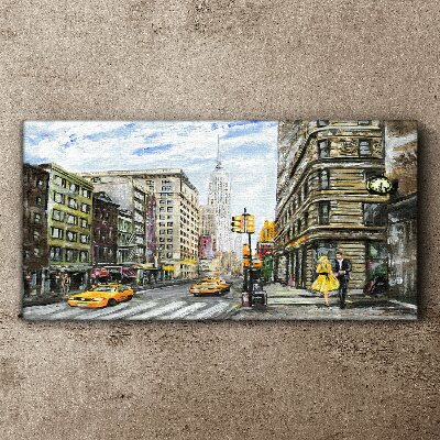 New York street in yellow cabs Canvas Wall art