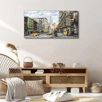 New York street in yellow cabs Canvas Wall art