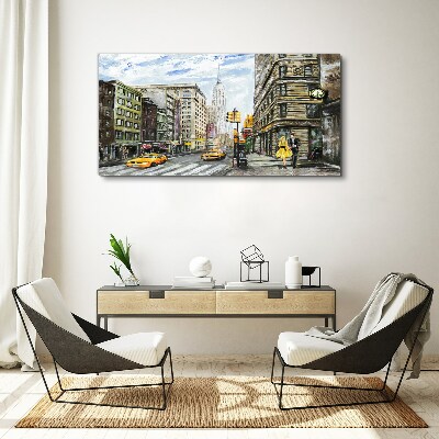 New York street in yellow cabs Canvas Wall art