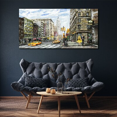 New York street in yellow cabs Canvas Wall art
