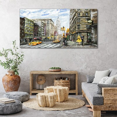 New York street in yellow cabs Canvas Wall art