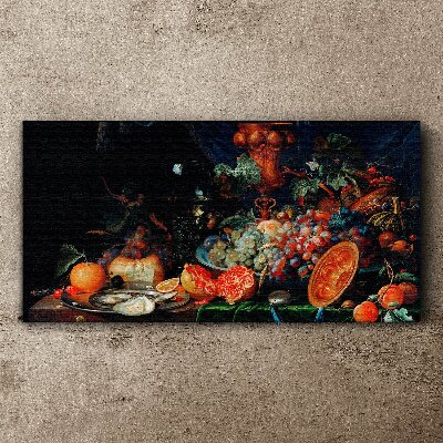 Still life with fruit and shells Canvas Wall art