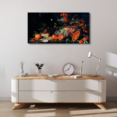 Still life of fruits and oysters Canvas Wall art
