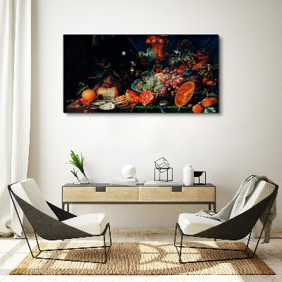 Still life with fruit and shells Canvas Wall art