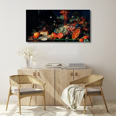 Still life with fruit and shells Canvas Wall art