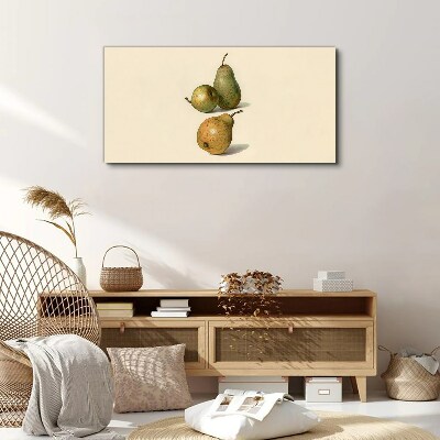 Three pears on a light background Canvas Wall art