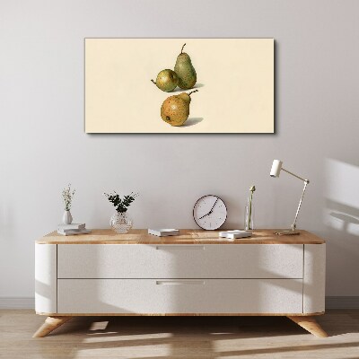 Three pears on a light background Canvas Wall art