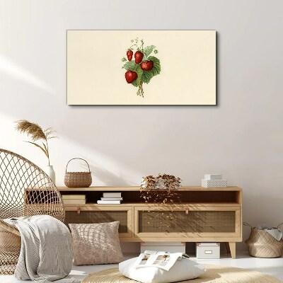 Fruit strawberry leaves Canvas Wall art