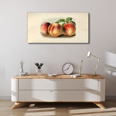 Fruit peach leaves Canvas Wall art