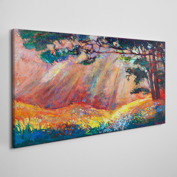 Golden rays in the summer landscape Canvas Wall art