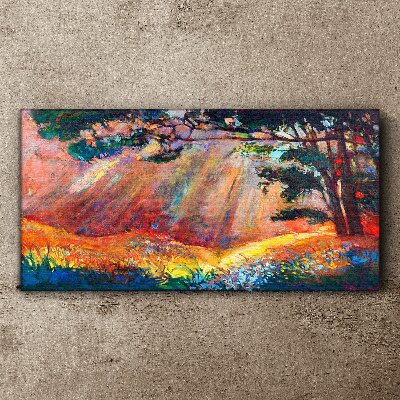 Golden rays in the summer landscape Canvas Wall art