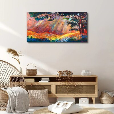 Golden rays in the summer landscape Canvas Wall art