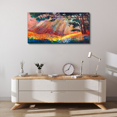 Golden rays in the summer landscape Canvas Wall art