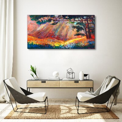 Golden rays in the summer landscape Canvas Wall art