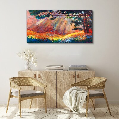 Golden rays in the summer landscape Canvas Wall art