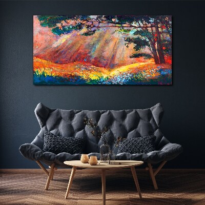 Golden rays in the summer landscape Canvas Wall art